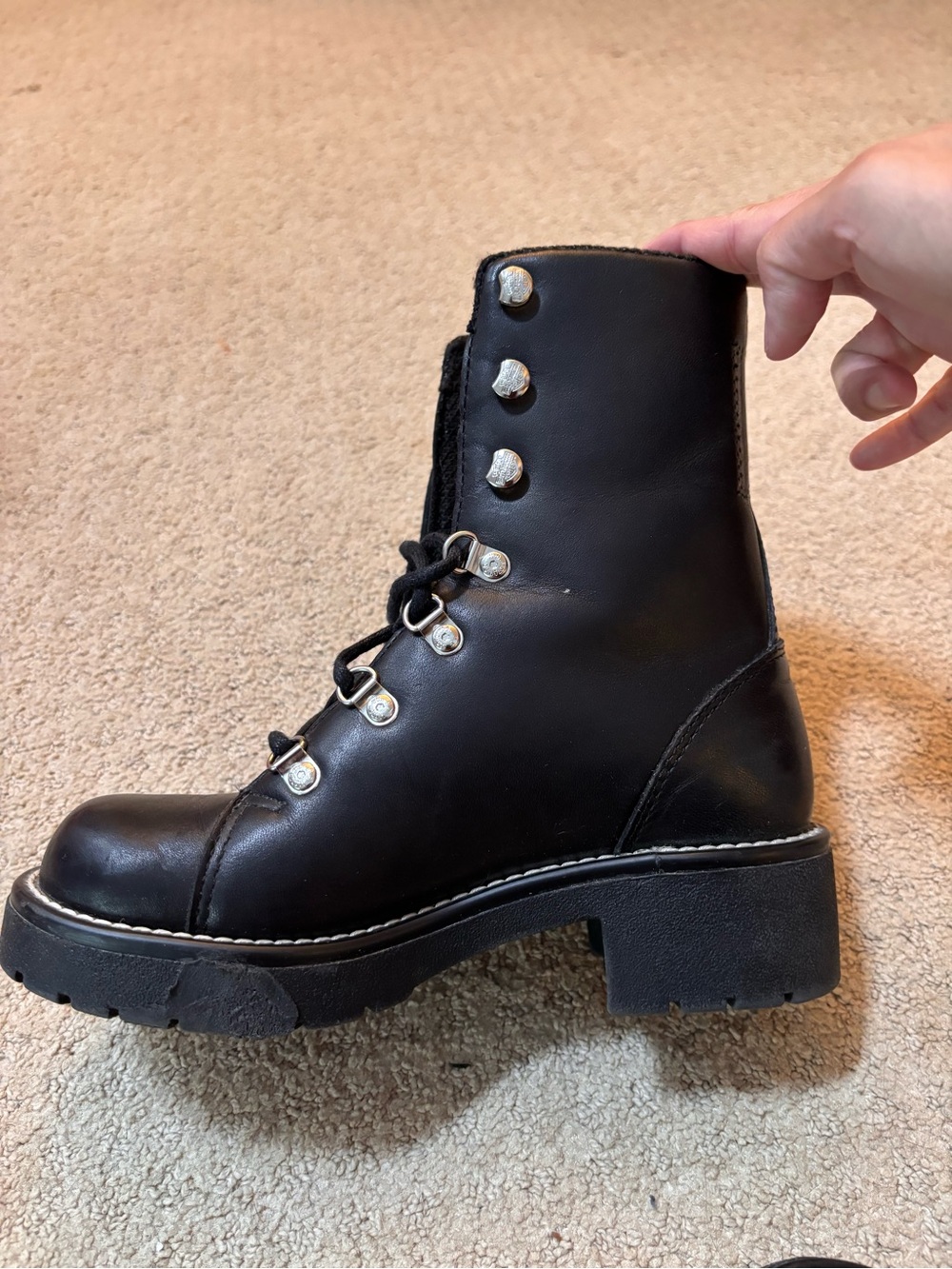 Vintage Harley Davidson 81110 Women’s 6 Black Leather Lace Up Moto Biker Boots - Picture 12 of 14